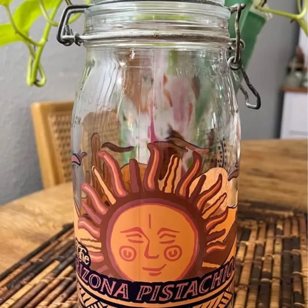 Mason Jar Glass With Wire Top Canister From The Arizona Pistachio Company